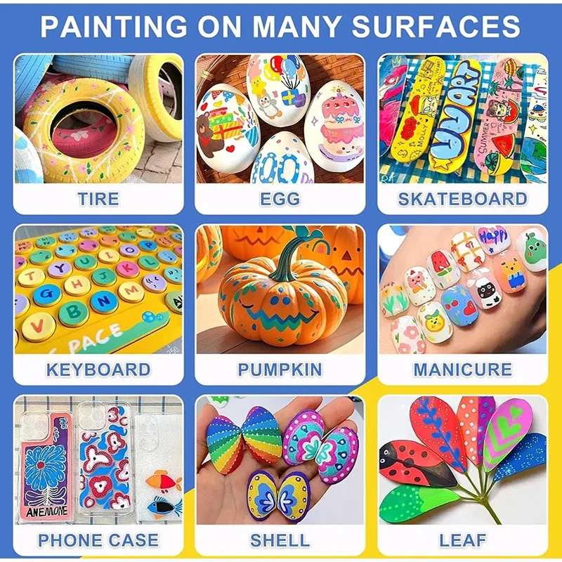 Colorful Soft Brush Acrylic Markers Waterproof Paint Pens for Rock Wood Easter Eggs DIY Crafts Non-Toxic Quick Dry Painting Tool