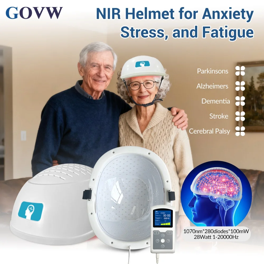 GOVW Professional 1070nm PBM Helmet 40Hz for Stroke Brain Photobiomodulation Neuroprotection Clinical Therapy Device 280diodes