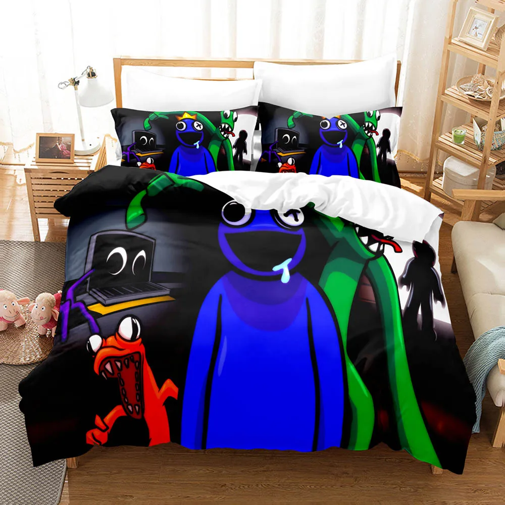 

Новый комплект постельного белья с радужными героями мультфильмов, пододеяльник с 3D принтом и наволочка, украшение для спальни для мальчиков и девочек, размер Queen