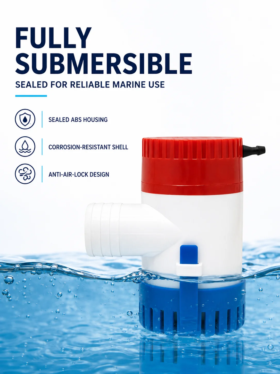Bilgepumpe 12V 24V DC 350/500/750/1100GPH Nicht-Automatische Marine-Tauchpumpe für Boote, Yachten, Hausboote zur Wasserentwässerung – Detail 5