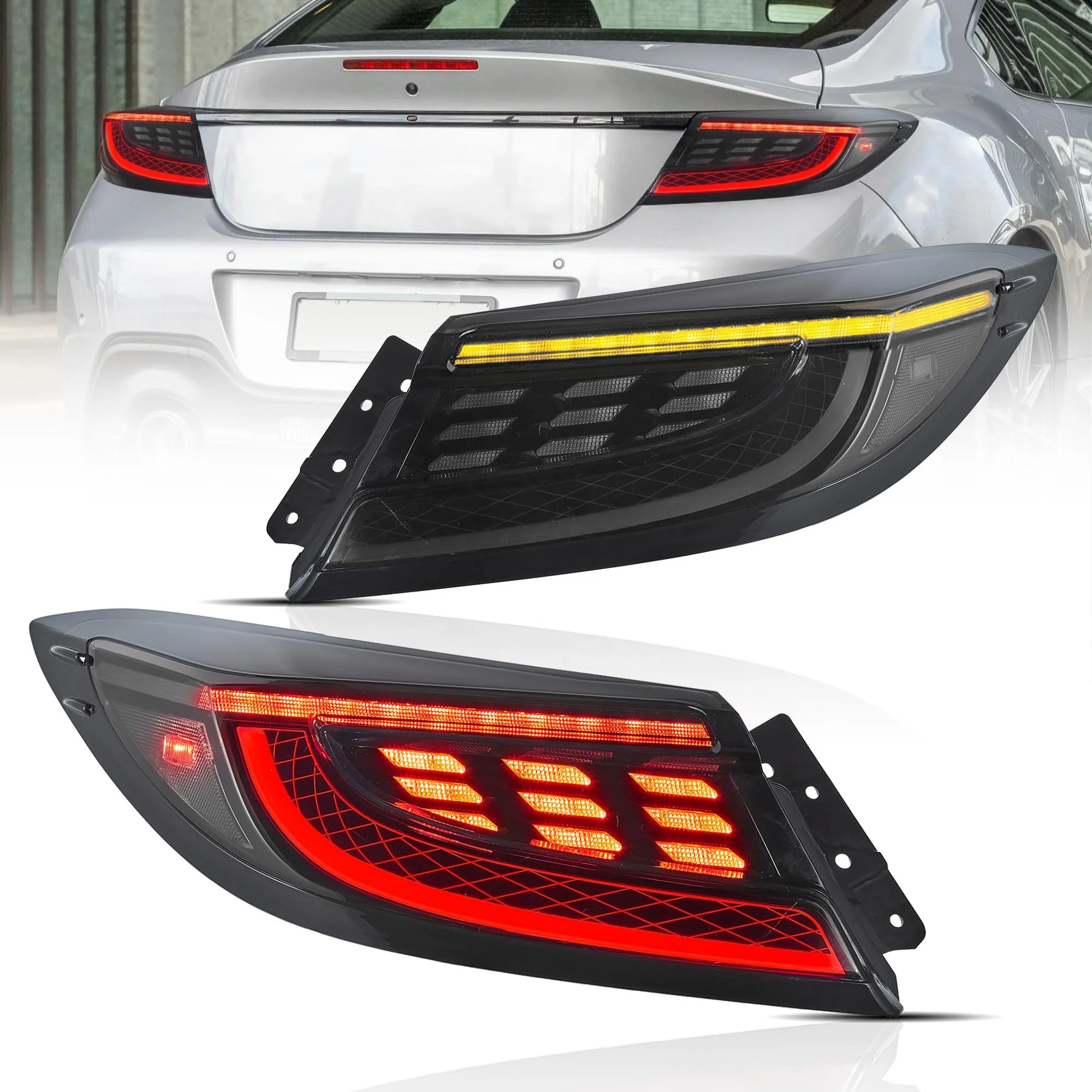 ee-For Toyota GR86 Subaru BRZ 2022-2024 LED Tail Lights Assembly Fit for ZN8 ZD8 Rear Lamp W/ Amber Sequential Smoked Lens