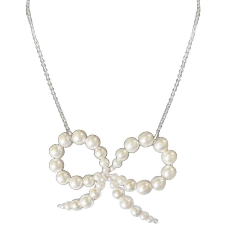 Colar com pingente laço pérolas elegantes perfeito para festas casamentos