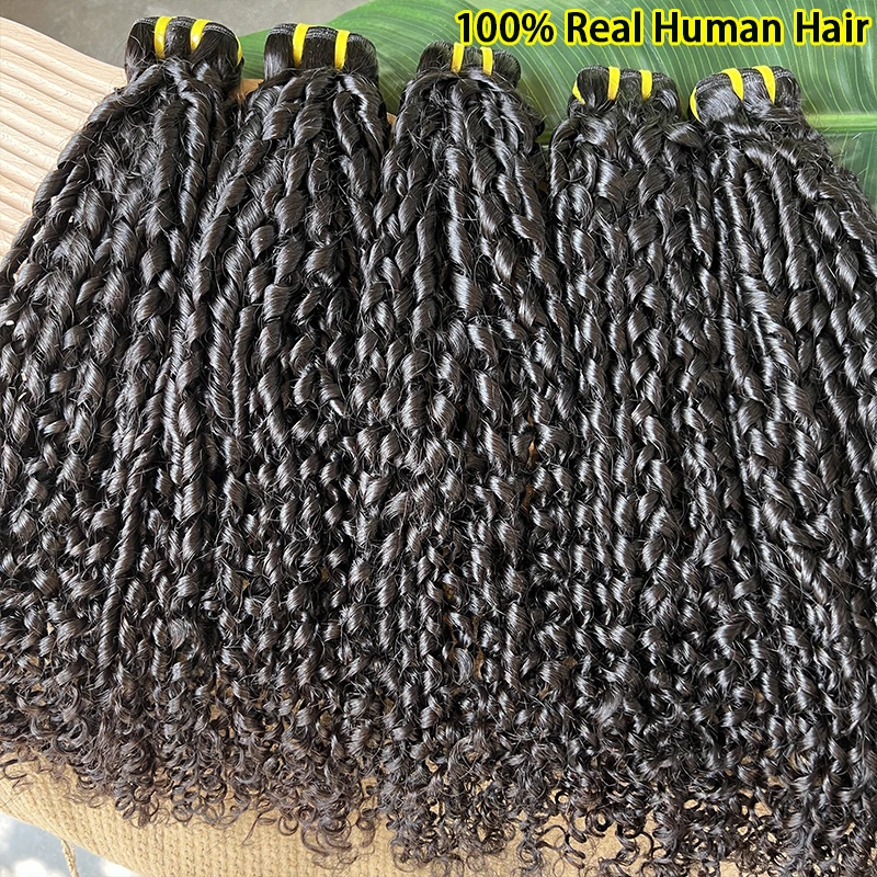 Pixie Curly 100 ℅   Echthaar-Bündel, federnd, lockig, 15 A, vietnamesische, unverarbeitete, rohe Haarwebart, Doppelschuss, Pissy Curly