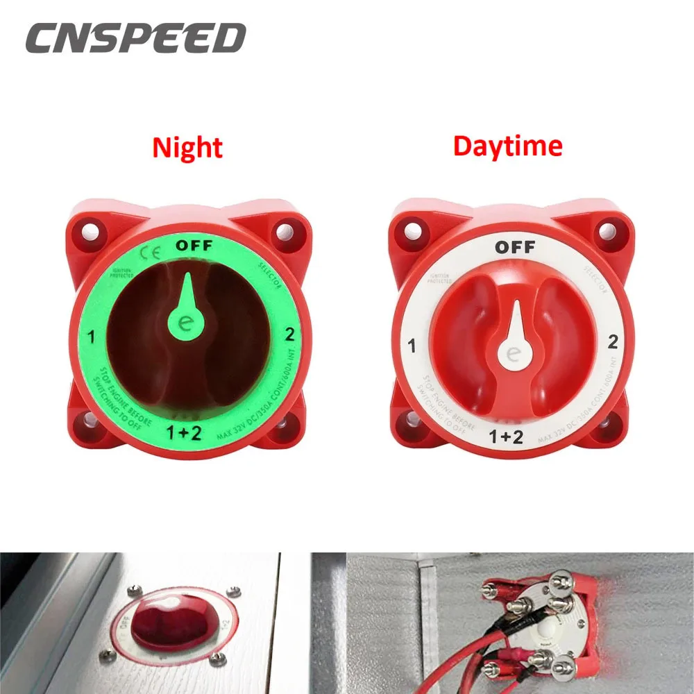 Glow In der Nacht 4 Position 32V 350A Dual Batterie Isolator Wasserdicht Zündung Geschützt Marine Boot Dual Selector Batterie Schalter