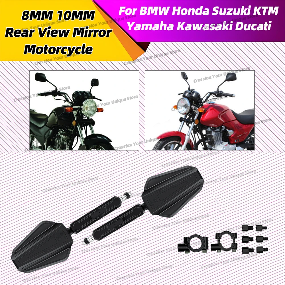 

Black Motorcycle Rear View Mirrors 8MM 10MM Adjustable For Honda Yamaha Kawasaki Suzuki BMW Ducati KTM TRIUMPH Benelli Scooter