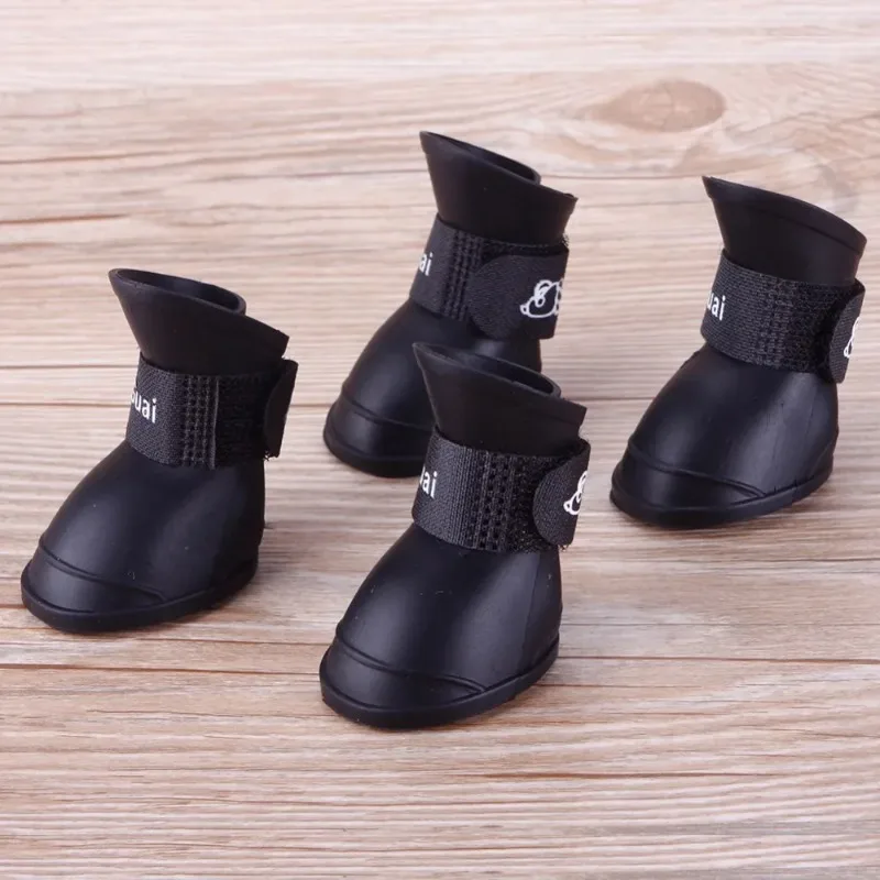 4PCS Dogs Boots for Small Dogs  Summer Pet Dog Shoes Waterproof Pet Rain Shoes for Dog Puppy Rubber Boots Durable Shoes Boots