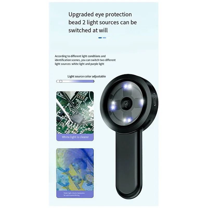 

Premium-Handheld Portable USB Digital Electron Microscope 2-Inch IPS Display Jewelry And Coin Appraisal Instrument, Durable