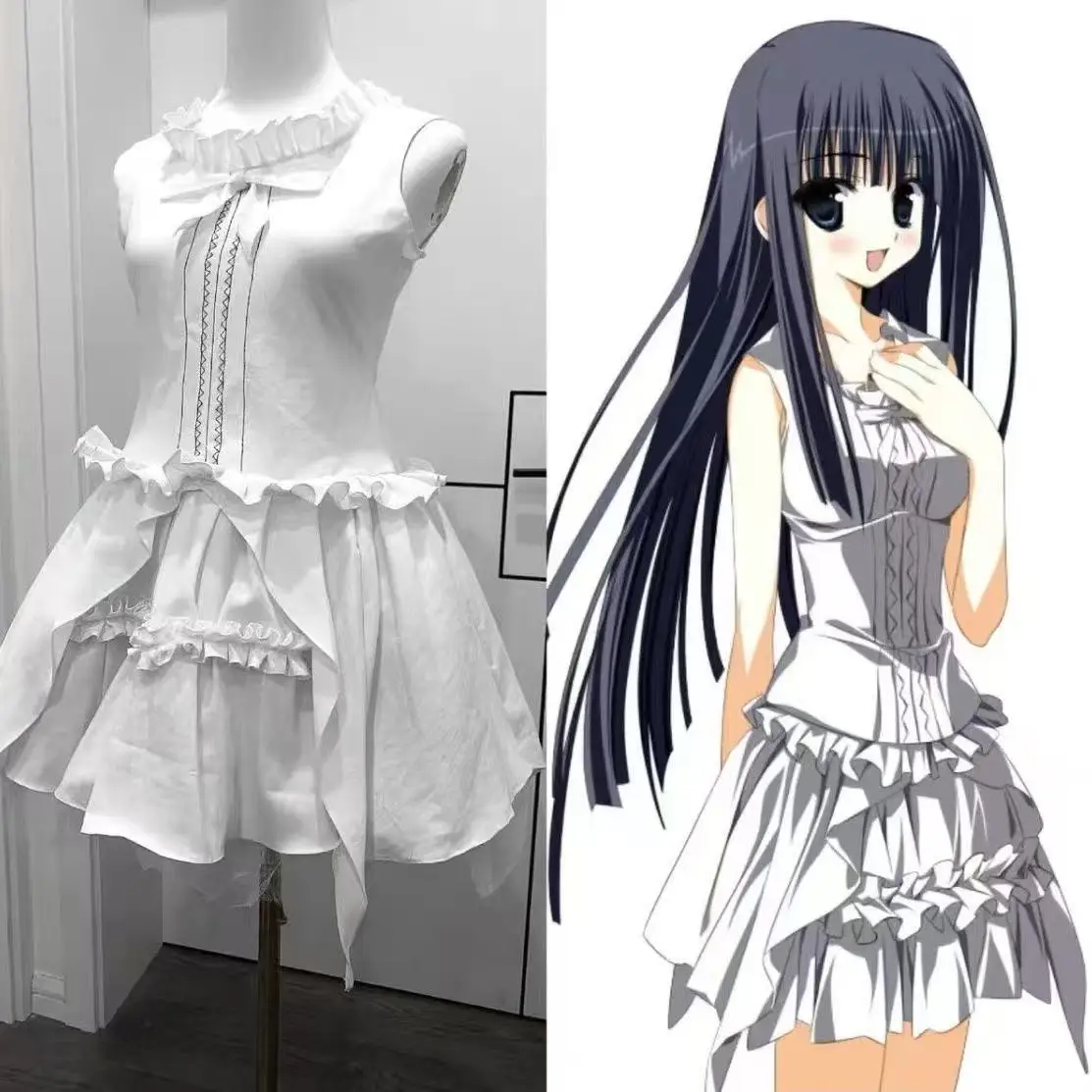 

Wonderful Everyday Cosplay Costume, White Dress for Girls, School Student Style Anime Outfit, Non-continuous Existence