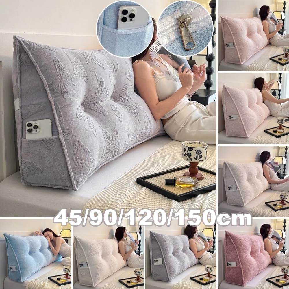 

1pc Milk Velvet Headboard Cushion Triangle Backrest Pillow Lumbar Support Detachable Wedge Sleeping Pillow for Bed Sofa Reading