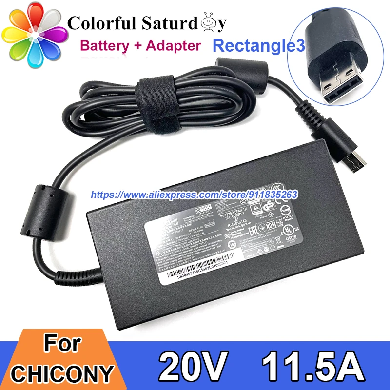 

230W CHICONY A17-230P1B For MSI GP76 GP66 LEOPARD 10UG-008UK Laptop Adapter Charger 20V 11.5A A230A037P Power Supply Rectangle3