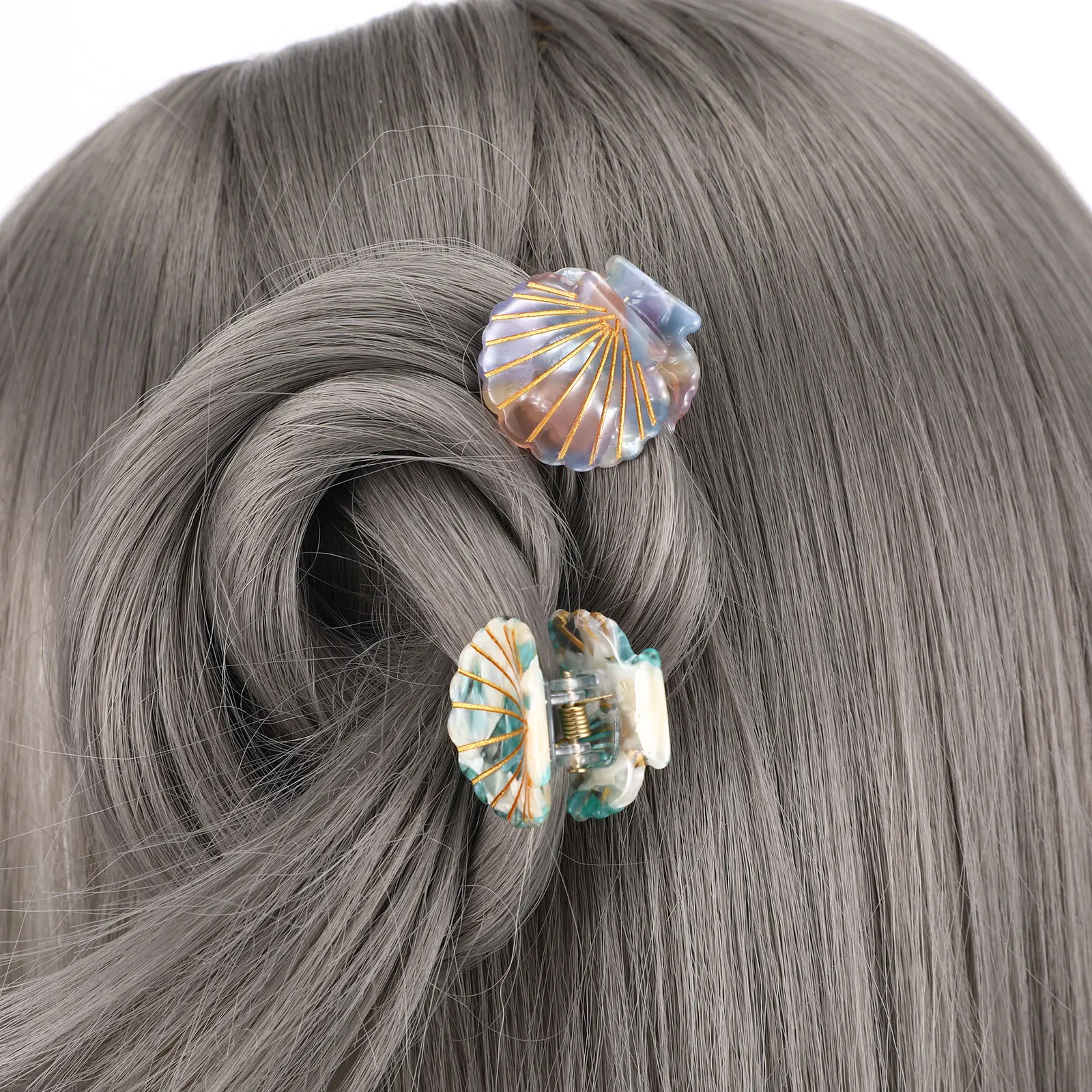 

4 Pcs Acid Shell Hair Claw Clips Mini Cute Accessories for Girls Beach Retro Colors Claw Clip DesignDurabl