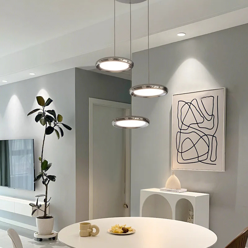 Imagem -05 - Designer Galvanizado Circular Jantar Pingente Lâmpada Bar Sala Cozinha Quarto Chandelier Alumínio Hanglamp Led Light Novo