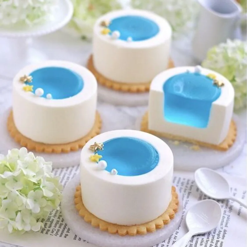 Molde cilíndrico de silicona para pastel de Mousse de 6 agujeros, taza hueca francesa DIY, pastelería, pudín de Chocolate, gelatina, muffin, herramientas para hornear pasteles