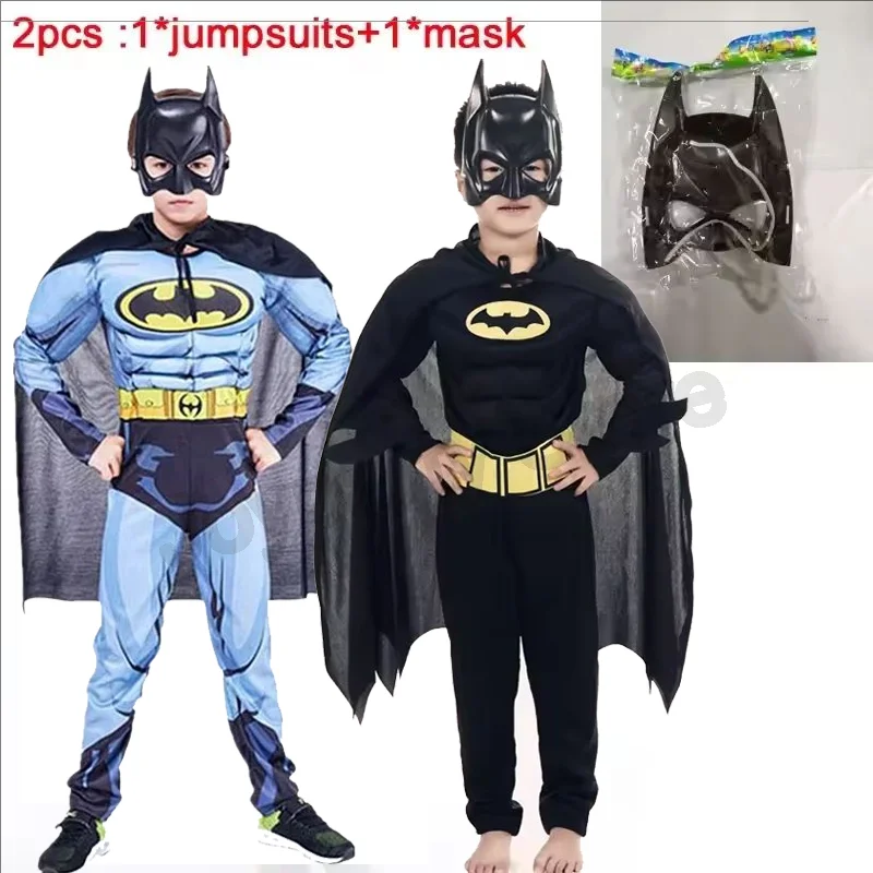 Enfants garçon chauve-souris Cosplay combinaison héros Costume avec Cape masque hommes super-héros Wayne Cosplay haute qualité Halloween carnaval fête