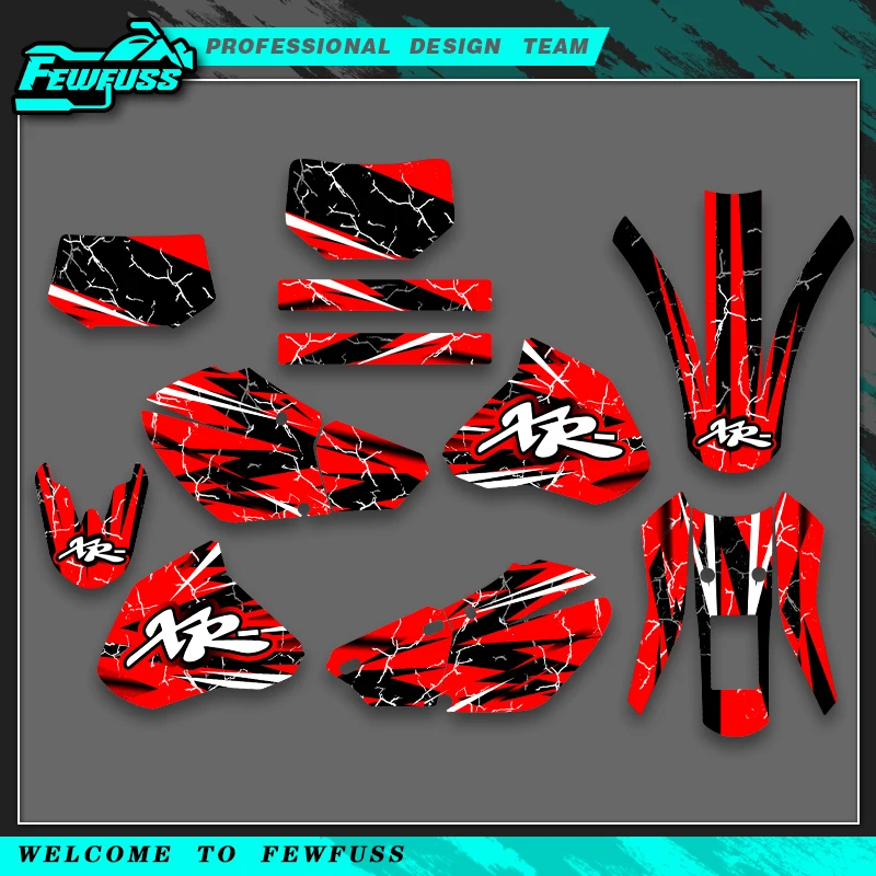 Fewfuss Graphics Decals Stickers Motorcycle Background Custom Number For HONDA XR250 1996 1997 1998 1999 2000 2001 2002-2004