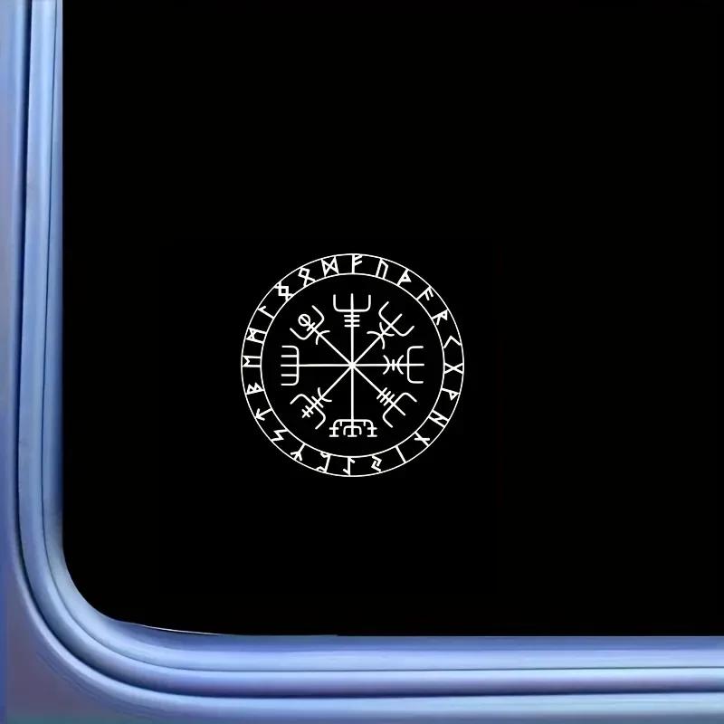 1PC Waterproof Vegvisir Circular Sticker, Viking Symbol Decal for Car Trunk, Laptop & Cosplay Gear