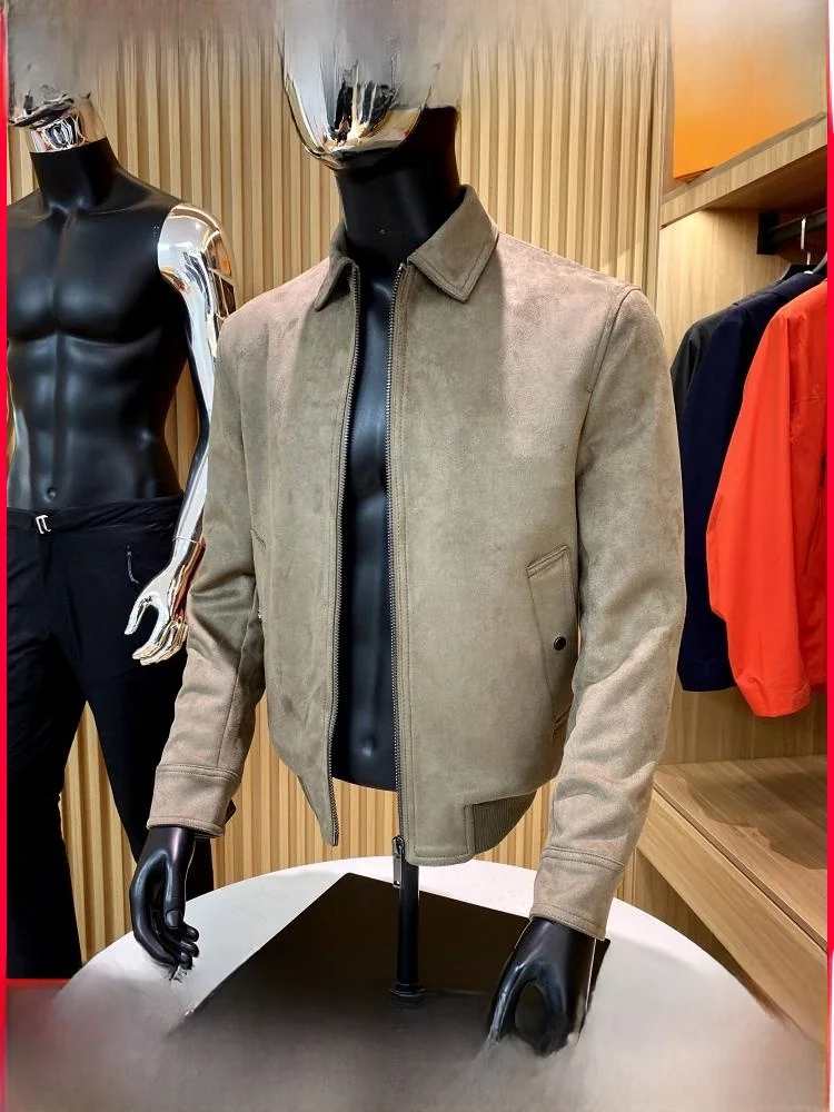 

Classic Suede Flight Jaet with Baseball Collar for Men Haome Top f Autumn New Arrival Youthful Stand Fit Long Sve