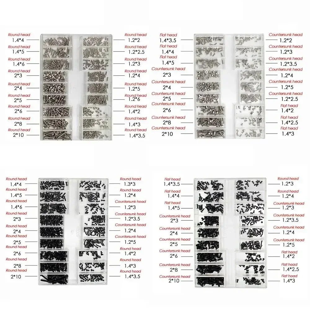 

500pcs/set 18 Sizes Mini Watch Screws Stainless Steel Screws Glasses Sunglasses Electronics Watch Repair Accessory