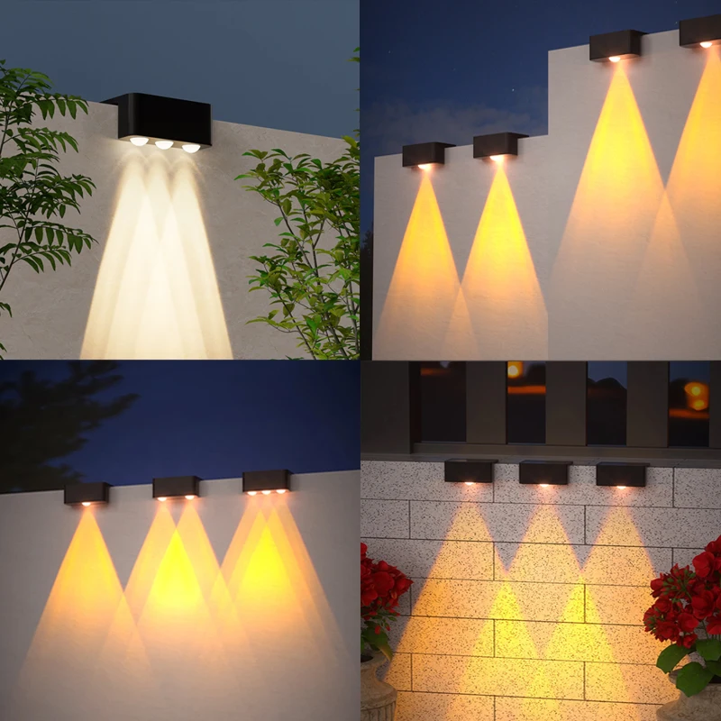 1-16 Pcs LED Solar Step Lamp IP65 Waterproof Outdoor Porch Garden Lights Fence Light for Wall Walkway Railing Patio Pool Decor