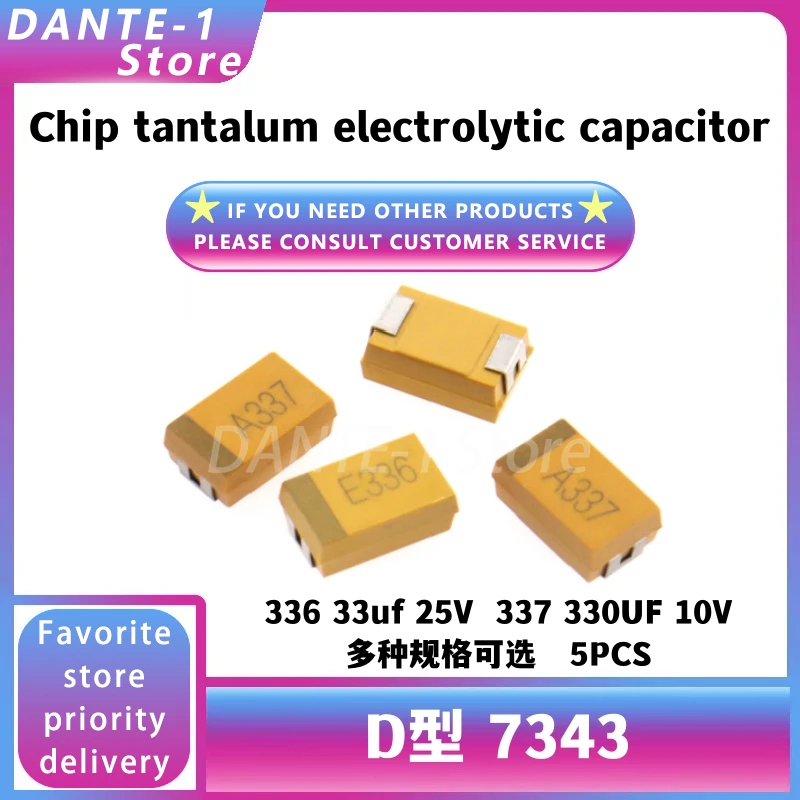 SMD Tantalum Capacitor D Type 7343 336 33uf 25V Polarity Capacitor 337 330UF 10V