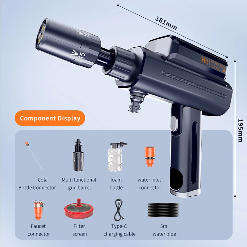 Foldable Electric High Pressure Wireless Car Washer Water Gun 1.71Mpa Self Priming Sustain 4000mAh For Auto Home Garden Cleaning