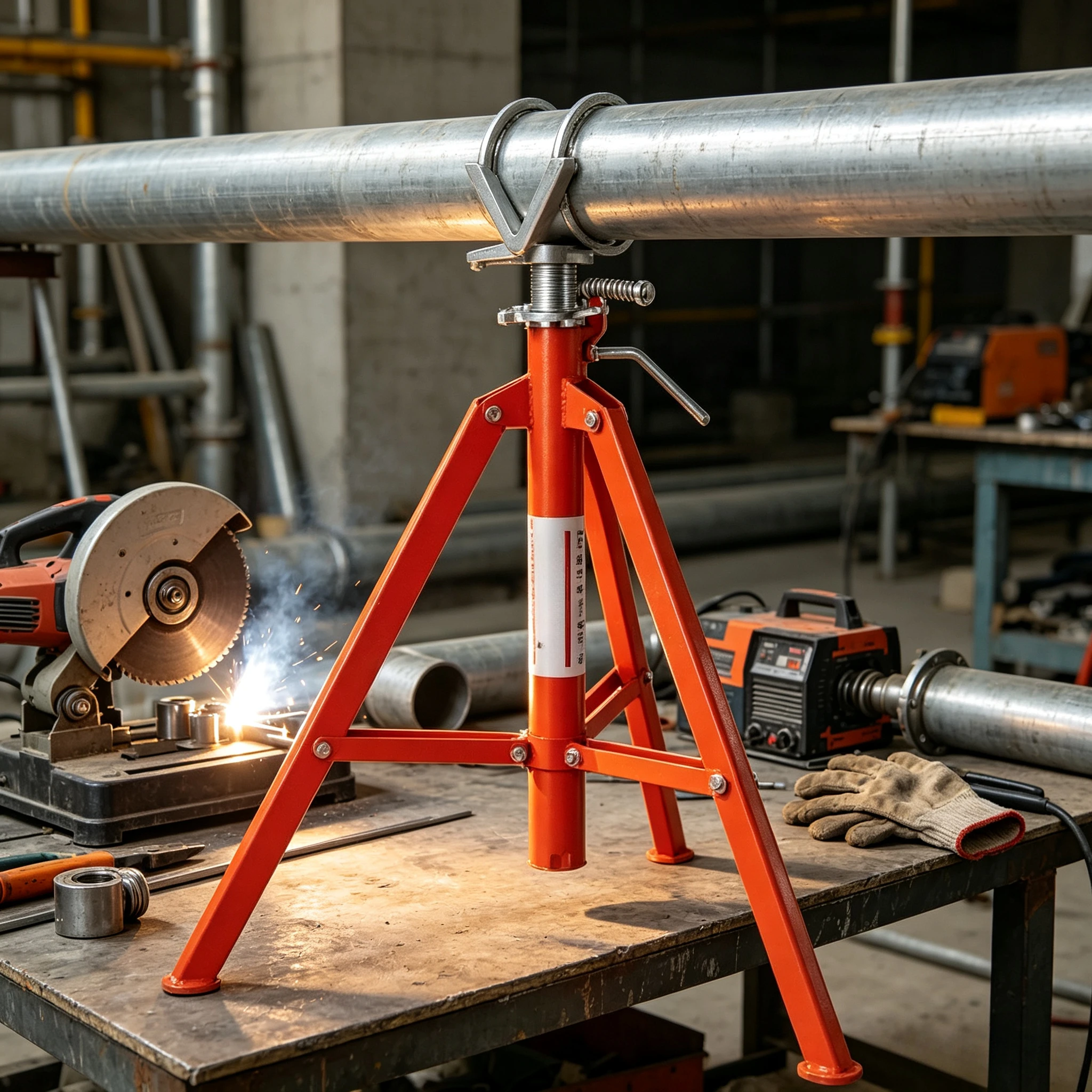 Adjustable Height V-Type Pipe Support Bracket Portable Gantry Pipe Clamp Fixed Pipeline Installation Hardware Accessory