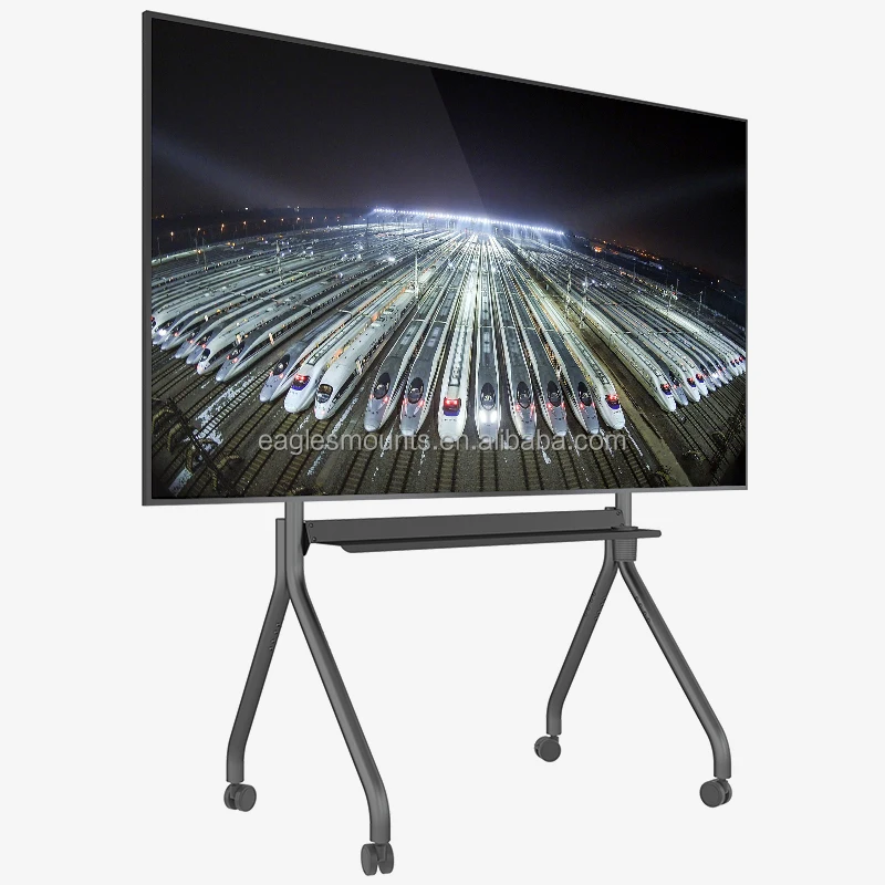 Interactive Display Mobile Cart Simple Up to 100 Inch TV Trolley Mobile TV Bracket for Education and Office Presentation Pro