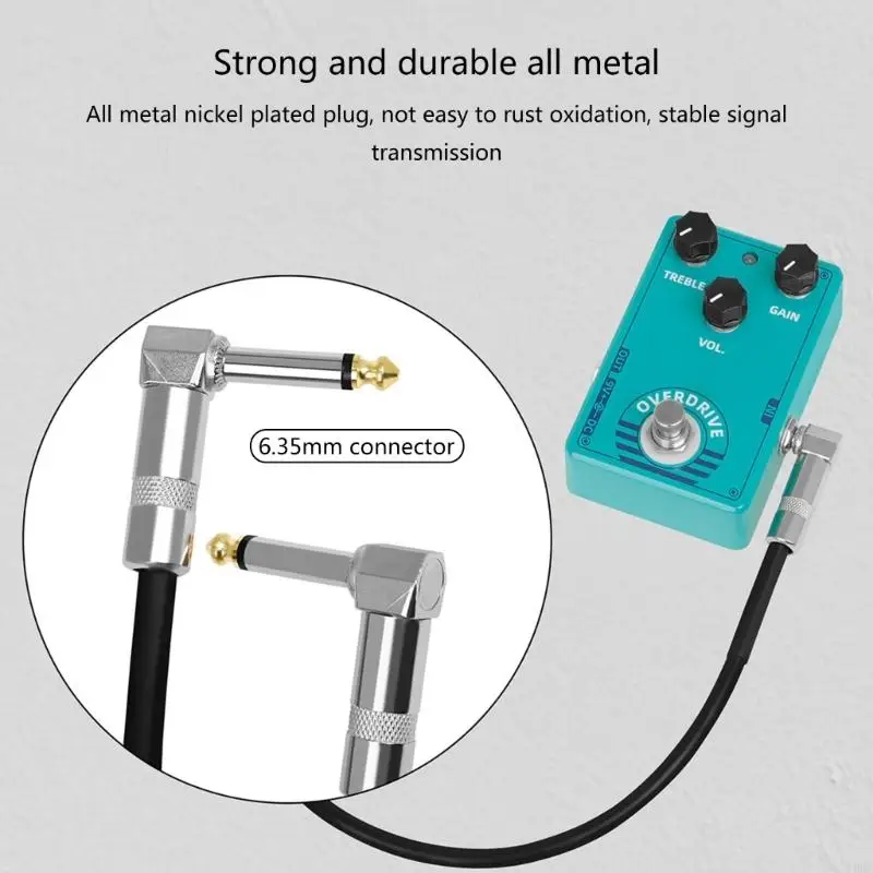 T8UC 15cm/30cm/50cm Efek Gitar Pedal Cable Flat Patch Connector 6.35mm Colokan Tembaga Kawat Inti Adaptor Line Round Head