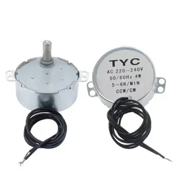 TYC Synchronous Motor AC 12V 220~240V 5/6 R/min 50/60Hz CW/CCW 4W 15mm Length Shaft
