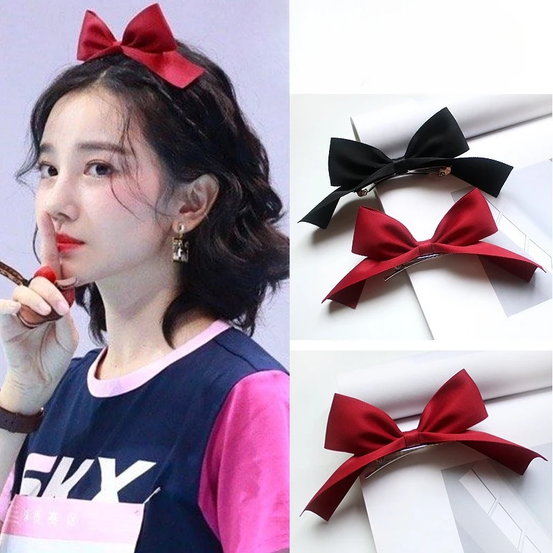 

Stain Bow Duckbill Clip Sweet Cute Women Girls Hair Side Clip Girls Bangs Hairpin Elegant Headwear Korean Hair Style Accessories