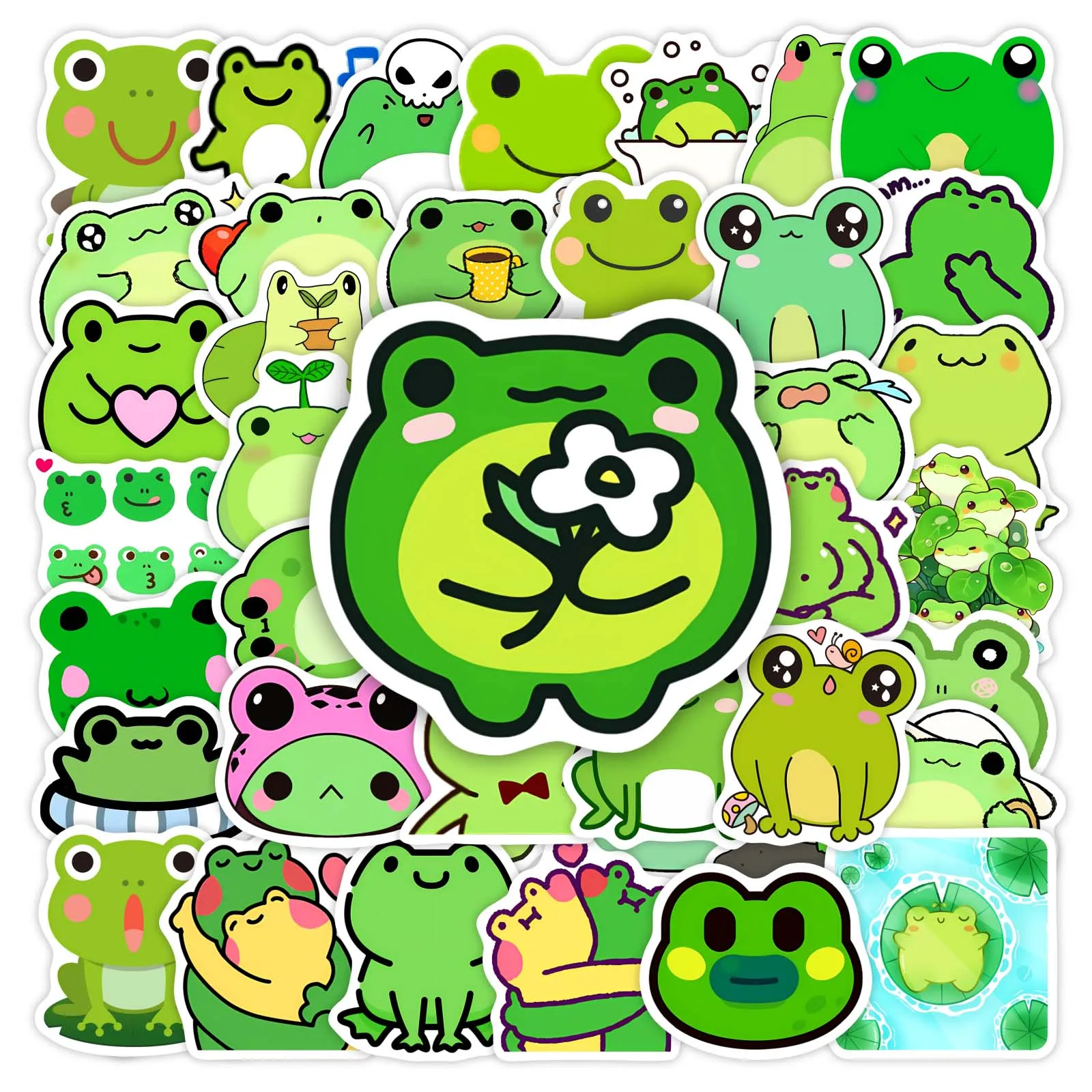 Funny Frog Stickers Cartoon Kawaii DIY Toy Gift Waterproof Graffiti Decal for Laptop Phone Scrapbook Luggage Bottles Decorative