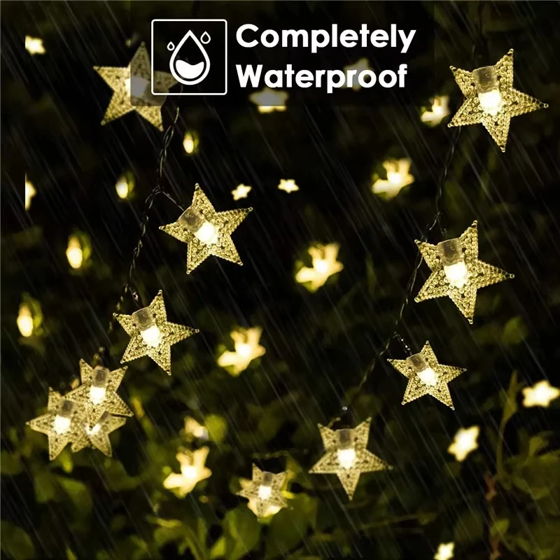 Star String Lights 50LED 8 Modes Solar Powered Twinkle Fairy Lights Waterproof Star Twinkle Lawn Landscape christmas