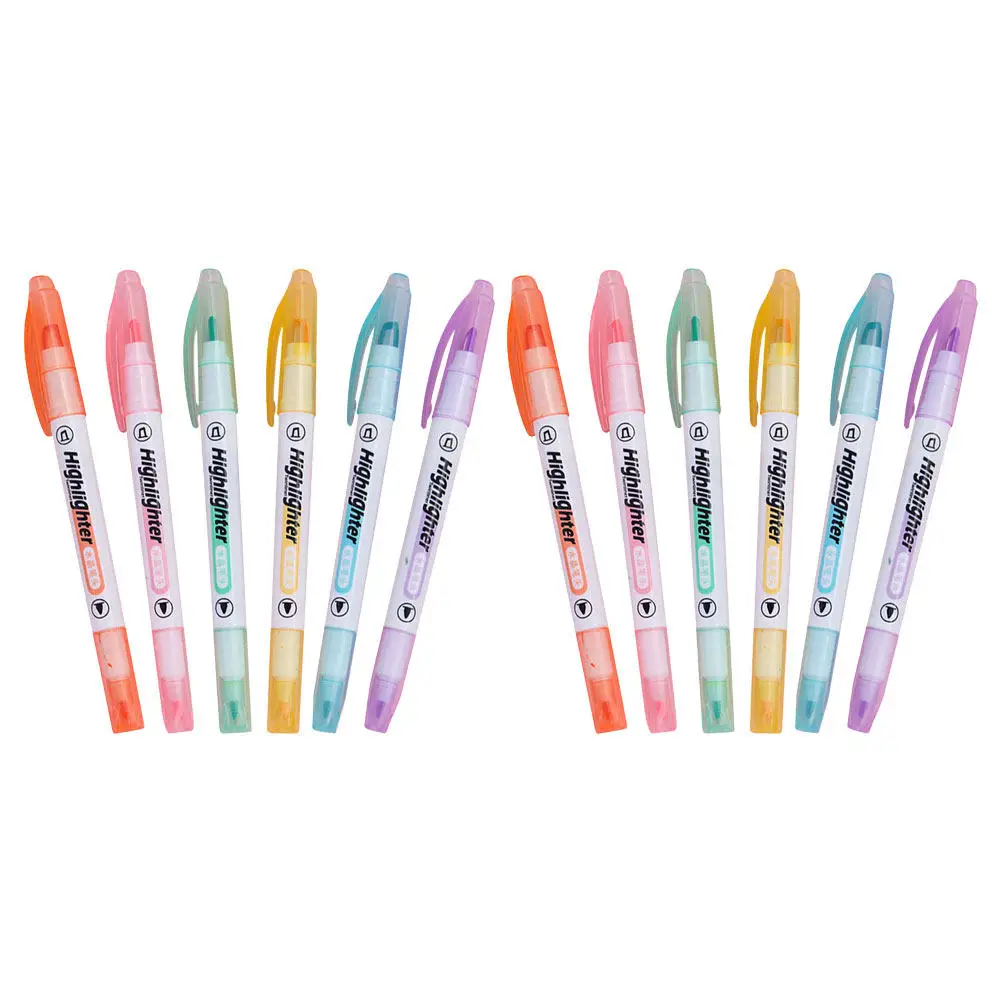 

12Pcs Student Dual Tip Highlighters Quick Dry No Bleed Through See Through Window School Office Bulk Highlighter Set Note Taking