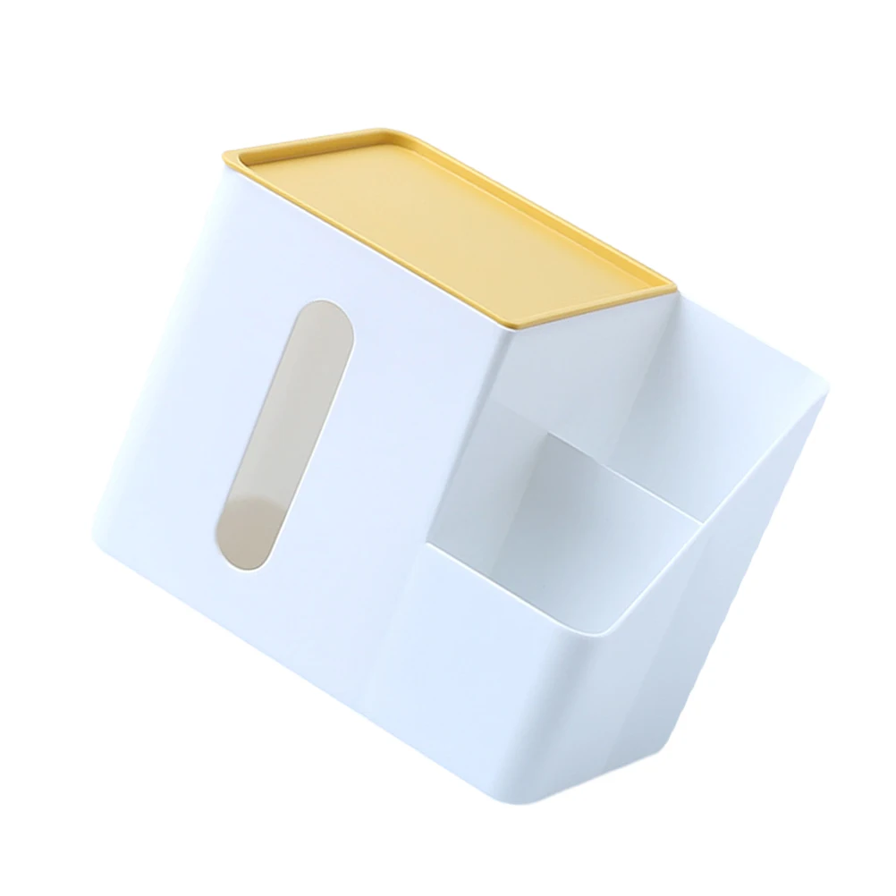 

Remote Control Storage Box Tissue Holder Yellow Desktop Organizer Dustproof Modern Style PP Material Bright Colors Waterproof