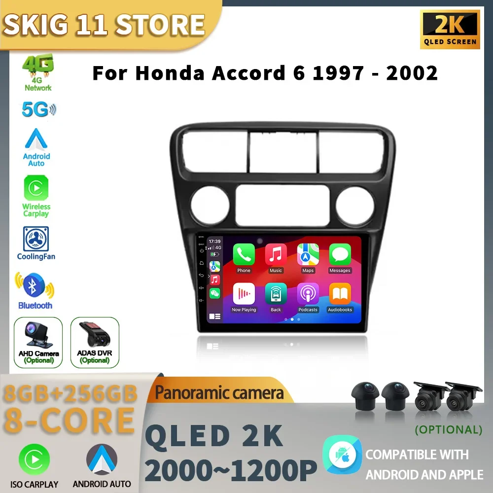 

Android 13 For Honda Accord 6 Year1997-2002 Carplay Auto Multimedia Navigation Stereo Car Radio 4G GPS Head Unit 2 Din Screen