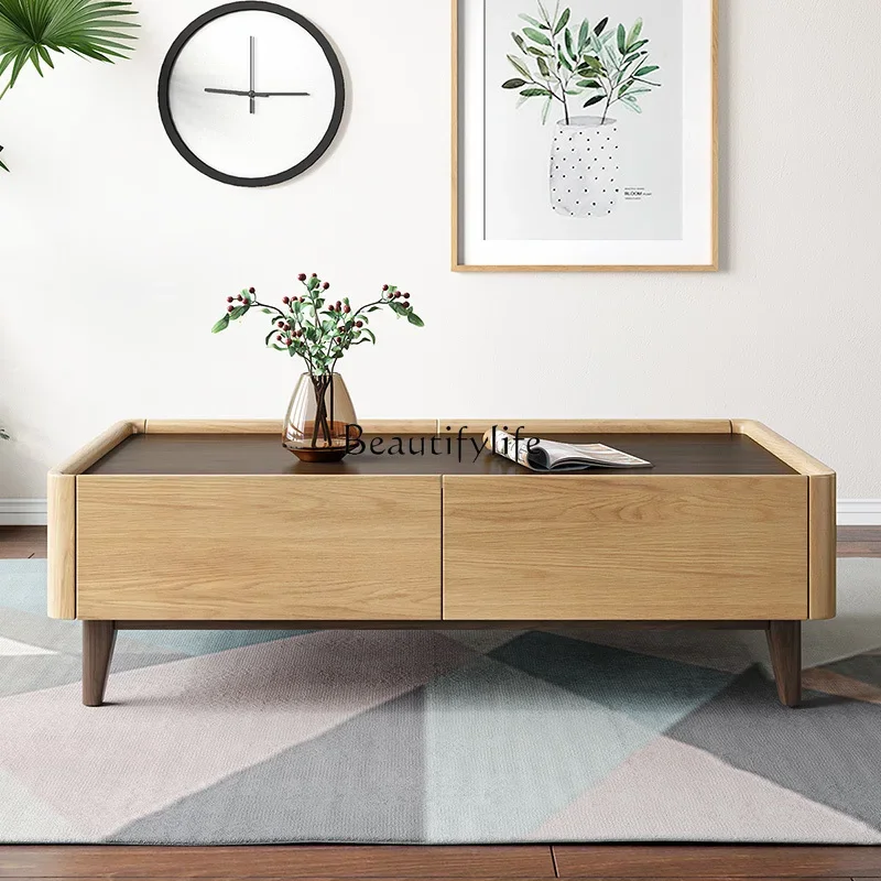 

ls 42 Nordic oak tea table modern simple living room locker log color dining table