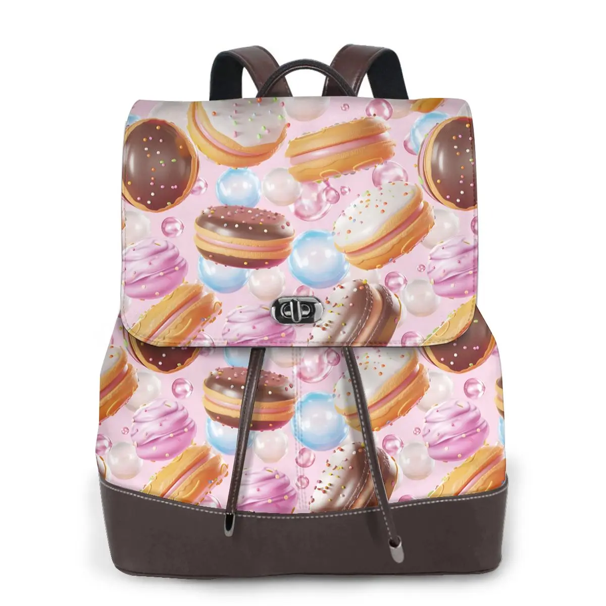 حقيبة ظهر نسائية جديدة بأنماط ثلاثية الأبعاد من Sweet Treats and Pearls، حقيبة ظهر ذات سعة كبيرة من الجلد عالي الجودة وبسيط