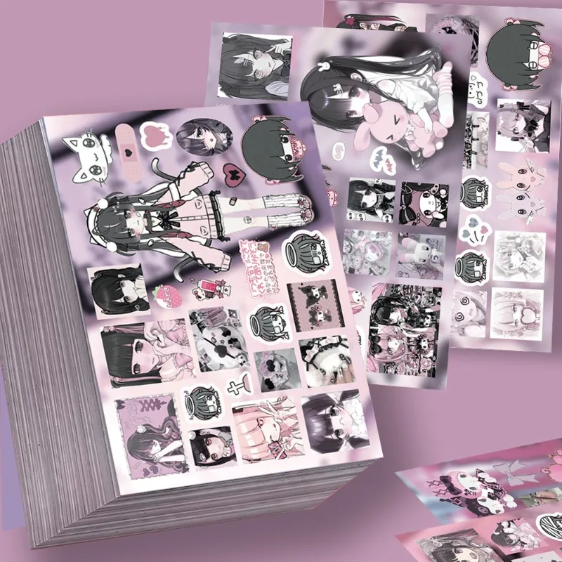 8 Cute Girl Cutting Film Stickers Cute High-end Sweet and Cool Hitter Ledger Packing Material Waterproof Sticker