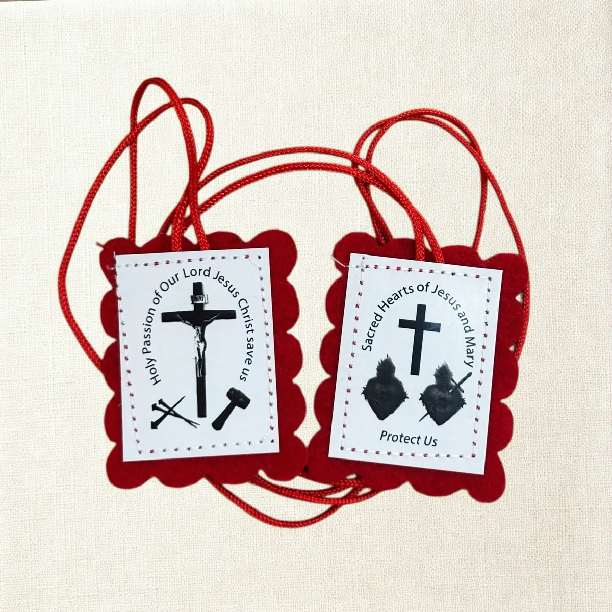 12Pcs Red Scapular of the Passion Catholic Sacramental Holy Passion of Our Lord Jesus Christ Religious Devotion Prayer Gift