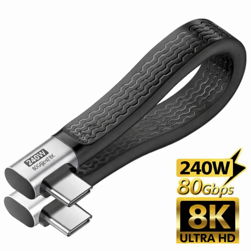 High Speed PD 240W USB4.0 Type-C Cable 8K 60HZ 80Gbps Charging Line Thunder-bolt 4 Short USB-C Data Cord for Laptop Mobile Phone