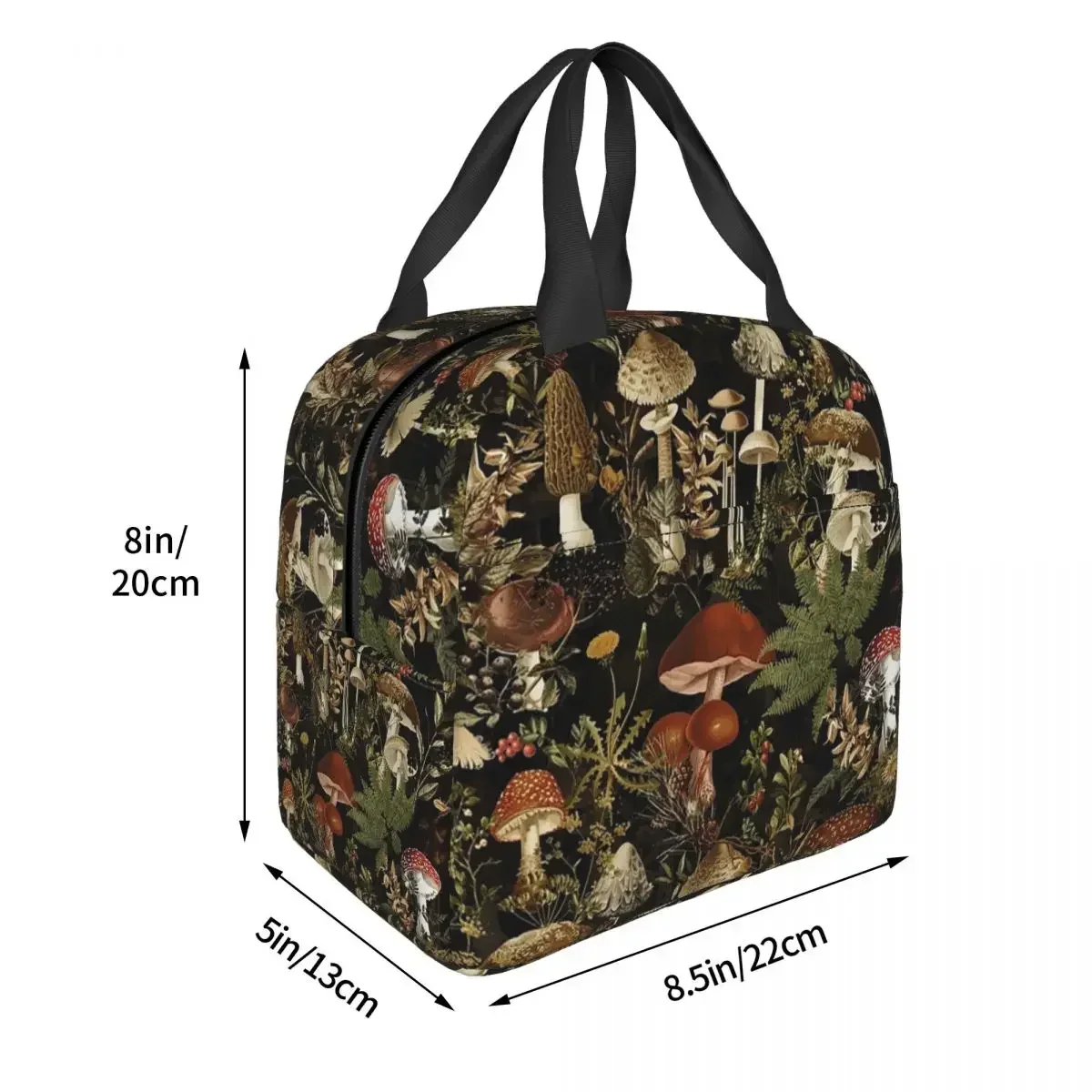 Midnight Mushrooms Forest Botanical Night Garden Insulated Lunch Bag for Women Kids Leakproof Food Boxes Thermal Lunch Box Tote