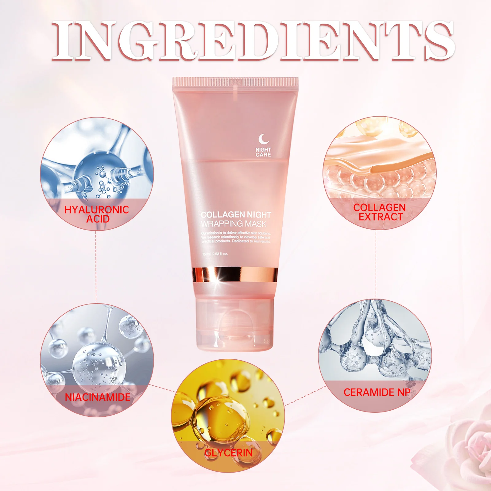 Collagen Overnight Wrapping Mask 75ml for 8H Intensive Repair, Anti-Aging & Firming Treatment with Intense Hydration view 4