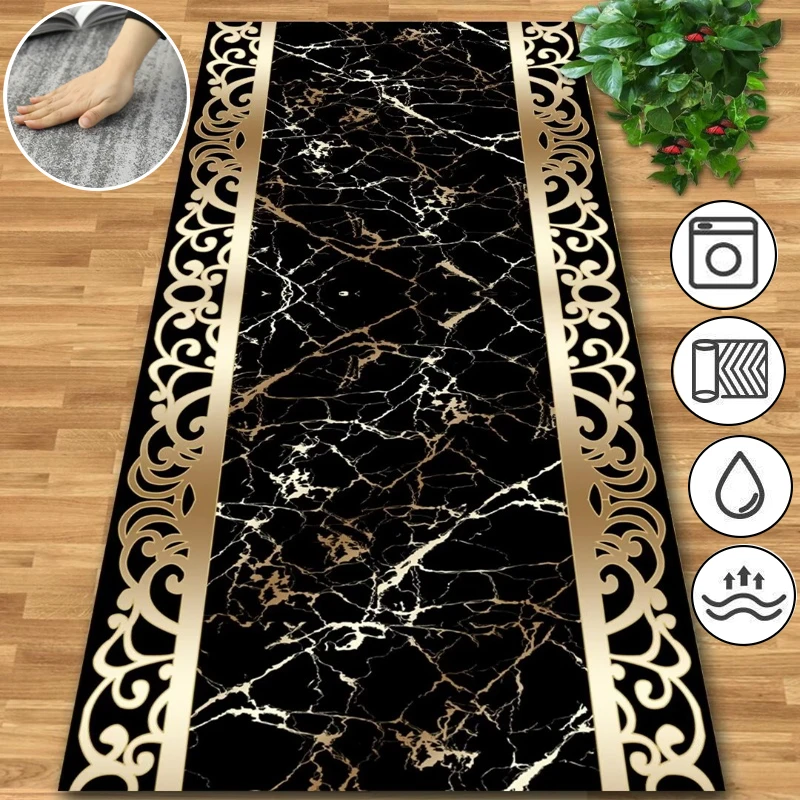 

Luxury Gold Hall Corridor Carpet High End Hotel Lobby Decoration Entryway Carpets Non-slip Carpet Runner Customizable Aisle Rug