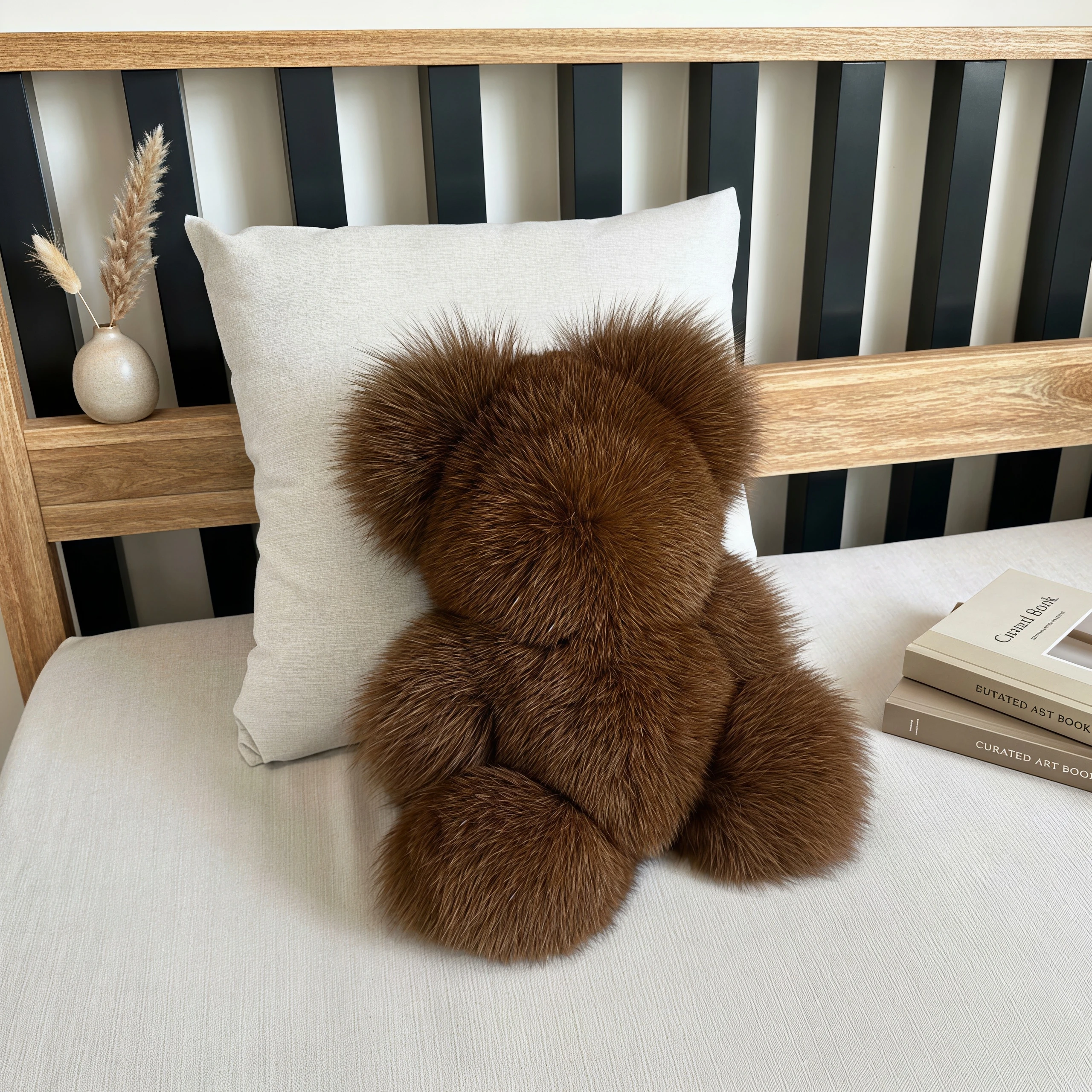 Real Fox Fur Plush Bear Toy Oversized Backpack Pendant Kawaii Bear Doll Stuffed Animals Luxury Birthday Gift