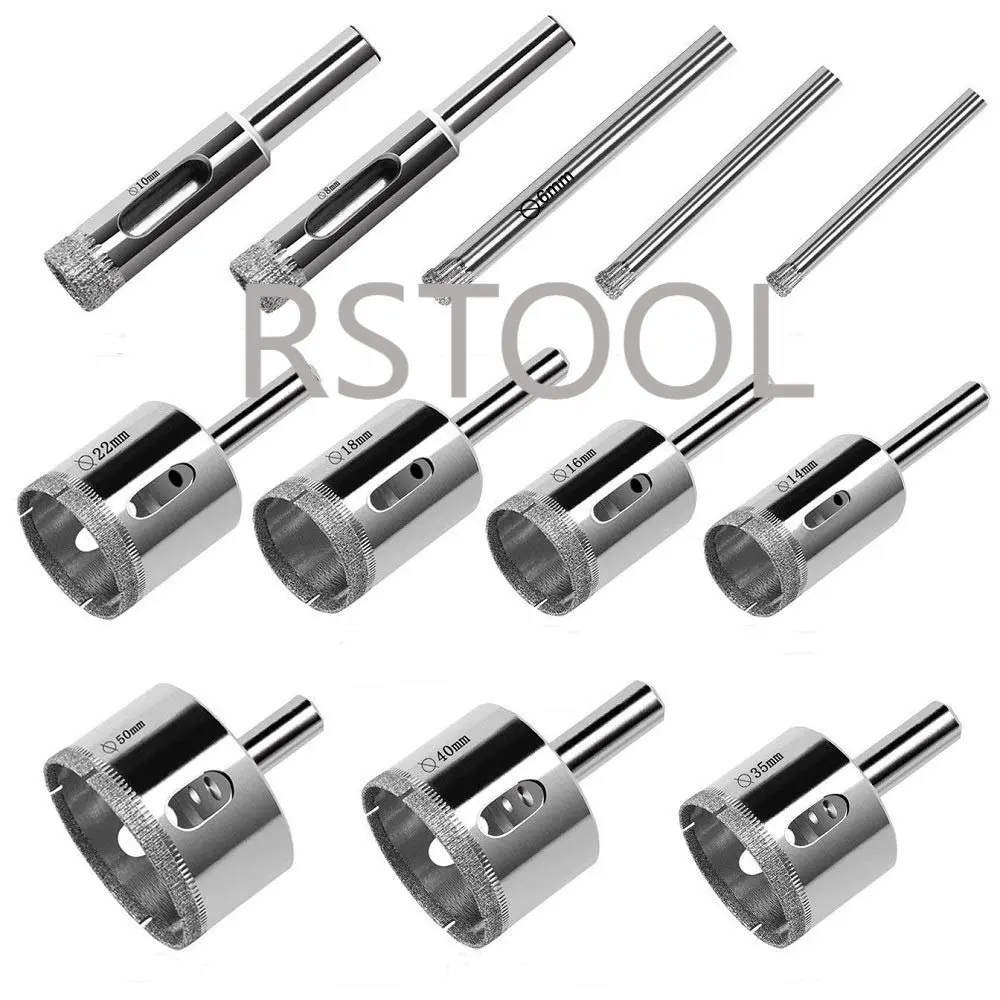 12pcs diamante foro sega punte da trapano vetro e piastrelle punte da trapano con nucleo cavo strumenti di rimozione dell'estrattore per piastrelle in gres porcellanato di ceramica di vetro