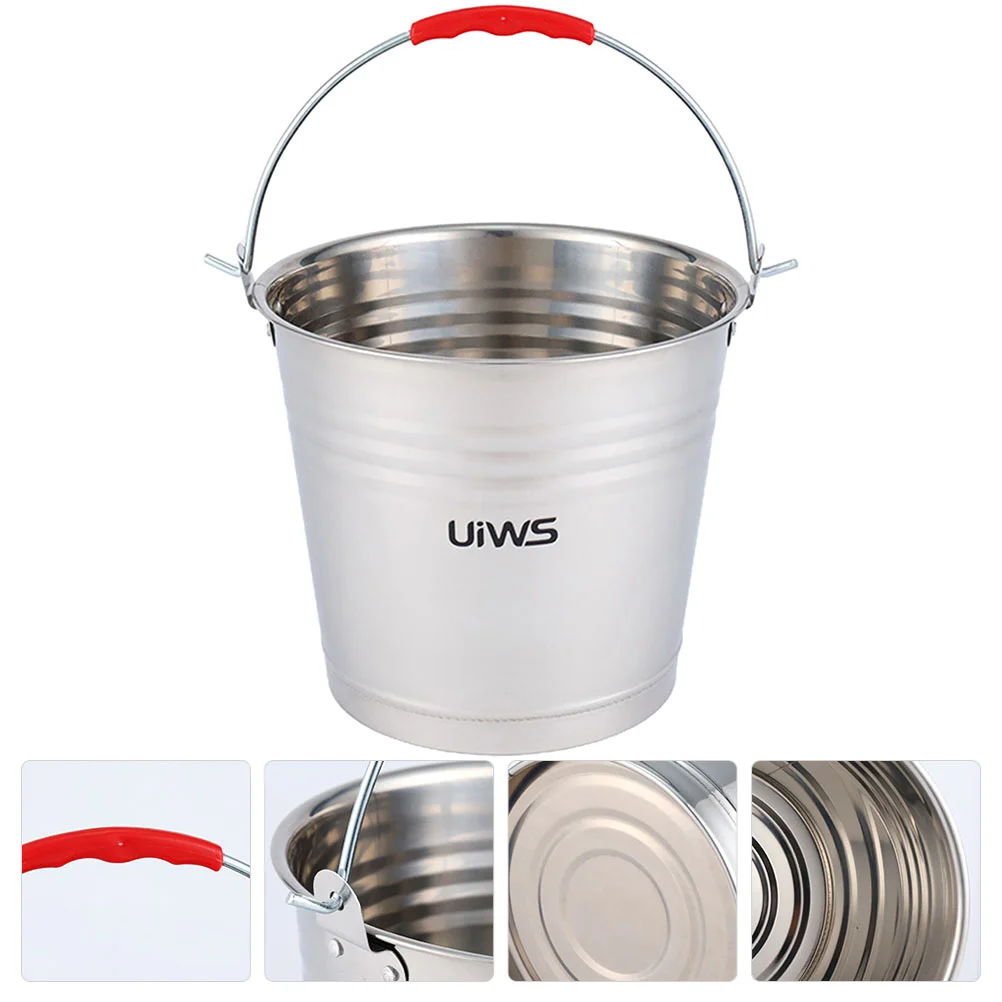 Stainless Steel Bucket with Handle Multifunctional Metal Drinks Water Container Milk Barrel Portable Baby Camping Kettle