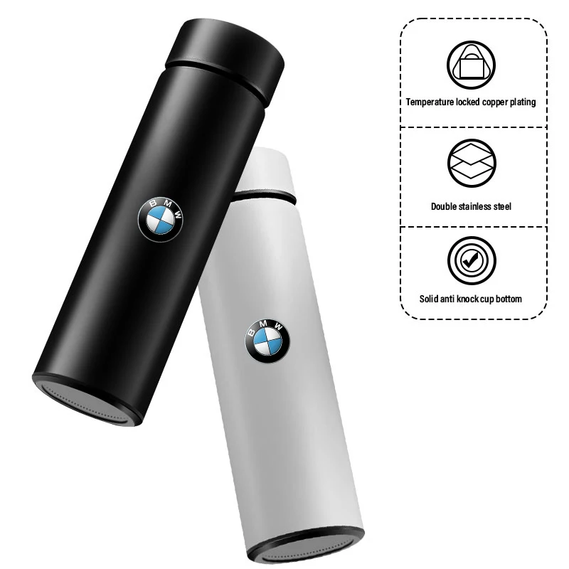 Portable Car Smart Thermos Bottle Temperature Display Cup Coffee Cup Logo for BMW E90 E91 E92 E93 M3 E60 E61 F10 Car Accessories