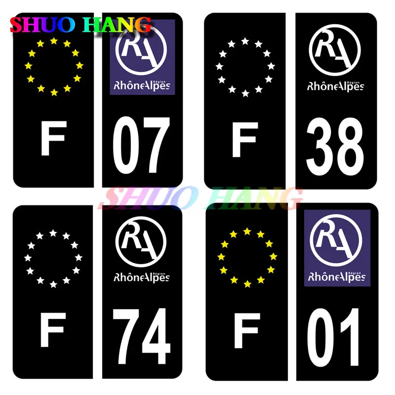 Sticker License Plate No. 38 Is è Re 42 Loire Noir 01 Ain Noir 74 Haute Savoie Noir Black C&F Europe Vinyl Car Accessories PVC