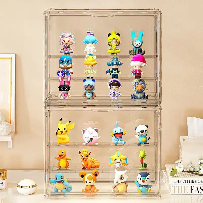 1 قطعة رف عرض أكريليك ثلاثي الطبقات ، صندوق تخزين صندوق أعمى ، سعة كبيرة ضد الغبار ، لـ POP MART ، الدمية ، صناعة يدوية ، أنيمي ، نموذج سيارة