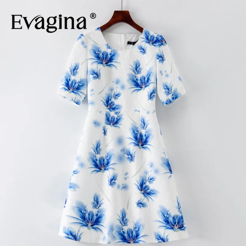 

Evagina Summer Women's Pencil Dress Jacquard Half Sleeved Print Commuter Office Lady Slim Chic Elegant Designer Dresses